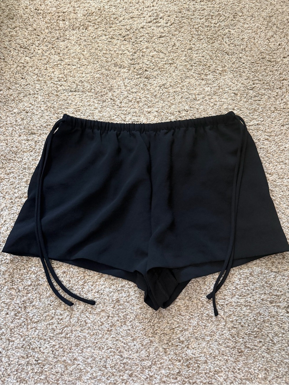 Aritzia Black Elastic Drawstring Side-Tie Shorts